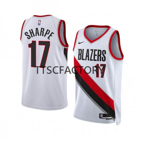 Maglia NBA Portland Trail Blazers Shaedon Sharpe 17 Nike 2022-23 Association Edition Bianco Swingman - Uomo